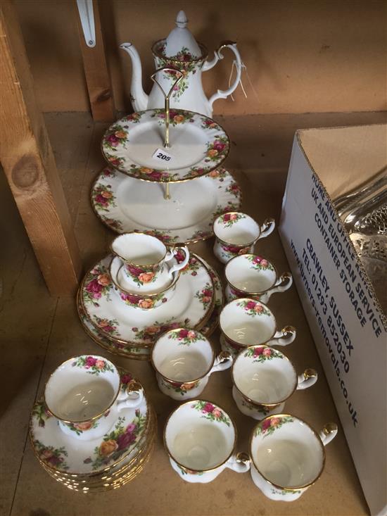 Royal Albert tea set, cake stand and 2 peices of Belleek